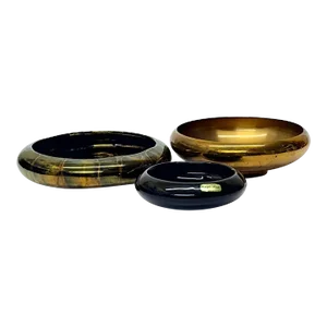 Mid Century Modern Black and Brass Planter Curation - Group of 3