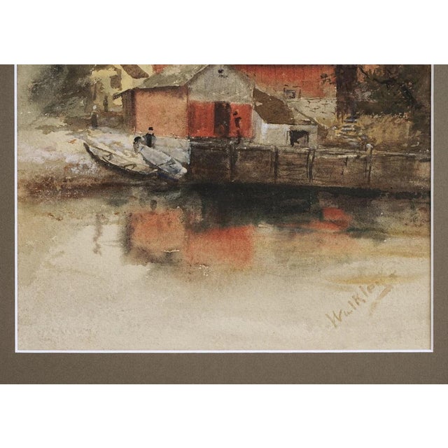 David Birdsey Walkley Watercolor Boat House Connecticut Artist David Birdsey Walkley Vintage Wall Art Gift For Sale - Image 4 of 5