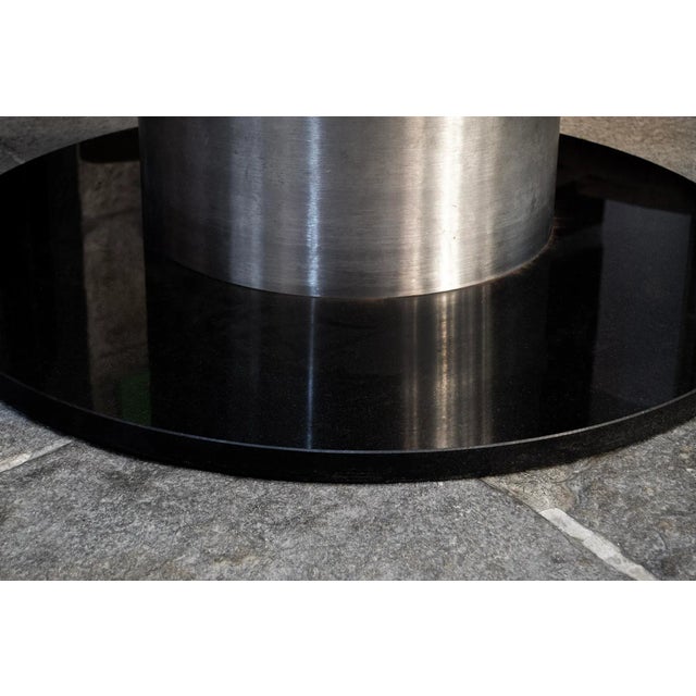 Space Age Table in Marble, Glass and Steel, 1970s For Sale - Image 3 of 4