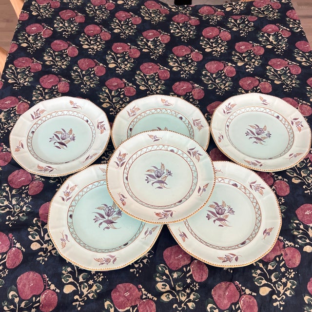 Vintage Adams Hand Painted Calyxware Regent Dinner Plates - Set of 6 For Sale - Image 4 of 6