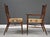 A set of six mid century modern solid mahogany dining chairs with cane backs designed by Paul McCobb for Calvin....