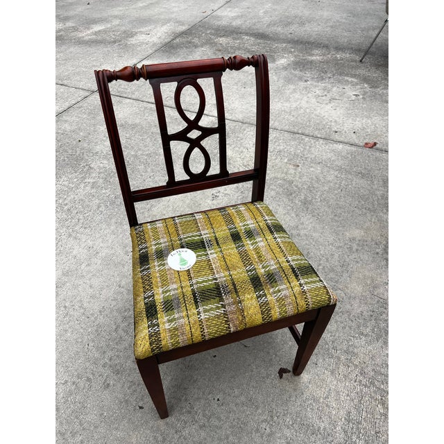 1970s Wooden Accent Chair With Green Plaid Cushion For Sale In Atlanta - Image 6 of 12