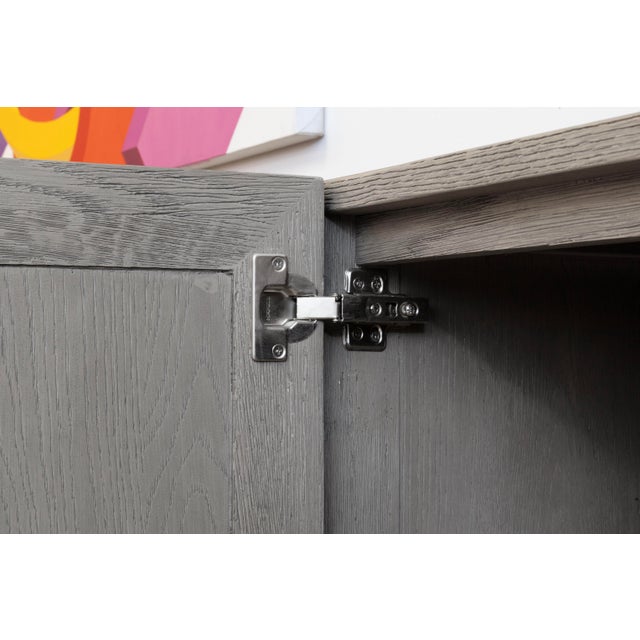 Restoration Hardware Restoration Hardware Grey Herringbone 4-Door Media Console For Sale - Image 4 of 8