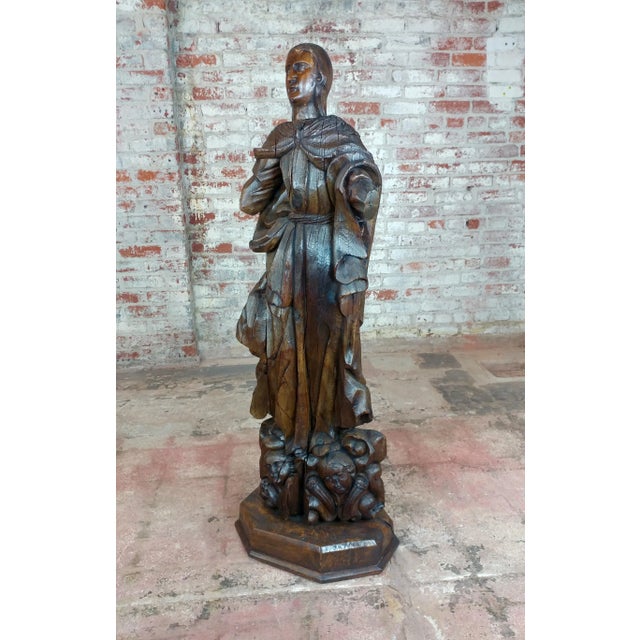 17th Century Antique French Carved Oak Santo Figure For Sale - Image 12 of 12