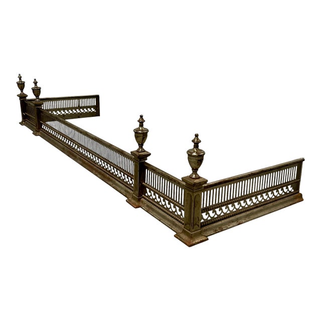 Large English George III-Style Steel Fire Fender, Ca.1880 For Sale