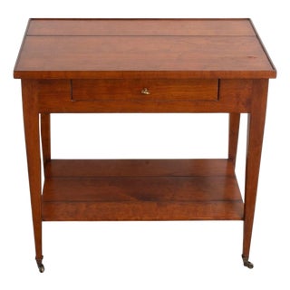 Mahogany Two Tier Side Table With Drawer on Casters, Signed David Iatesta For Sale