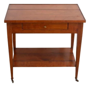 Mahogany Two Tier Side Table With Drawer on Casters, Signed David Iatesta