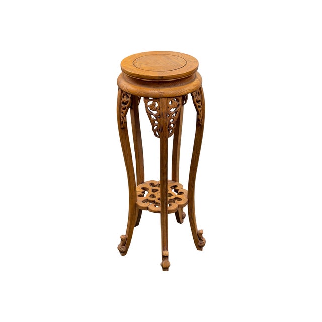Enhance your interior decor with this exquisitely crafted antique-style wooden plant stand or pedestal table, beautifully...