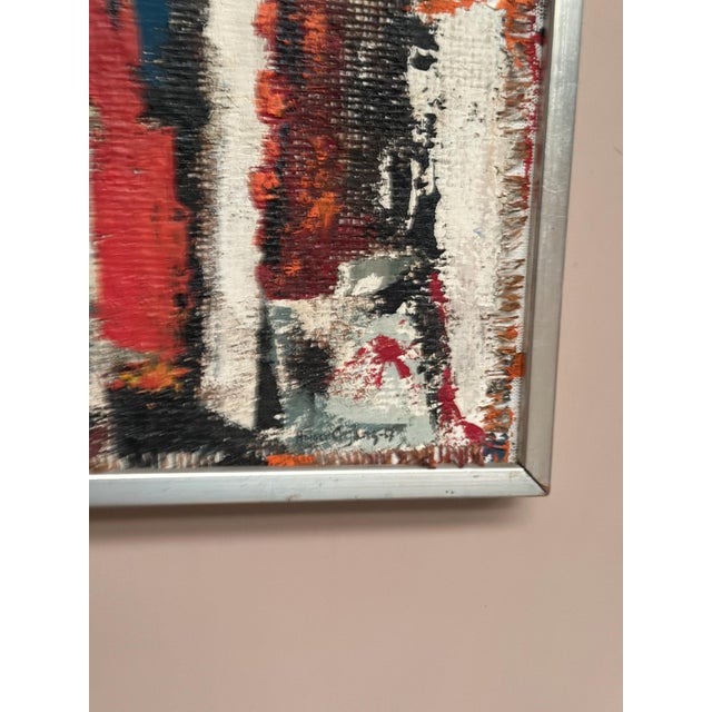 Mid-Century Modern Holger Oijens, Cityscape in Red, 1960s, Oil on Canvas, Framed For Sale - Image 3 of 18