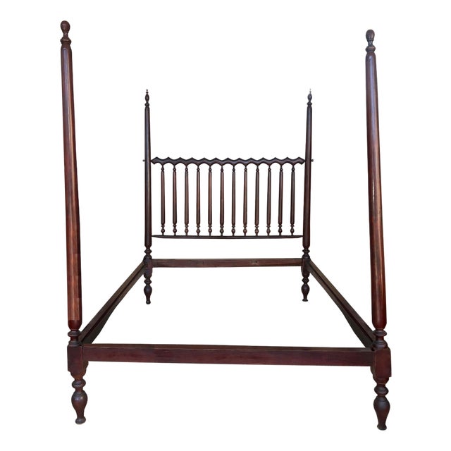 19th Century Baroque Queen Bed, Original Four Poster Lisbon Bed For Sale