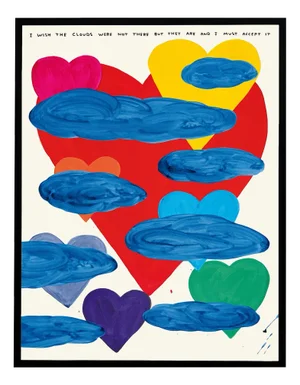 David Shrigley, I Wish the Clouds Were Not There, 2024, Framed