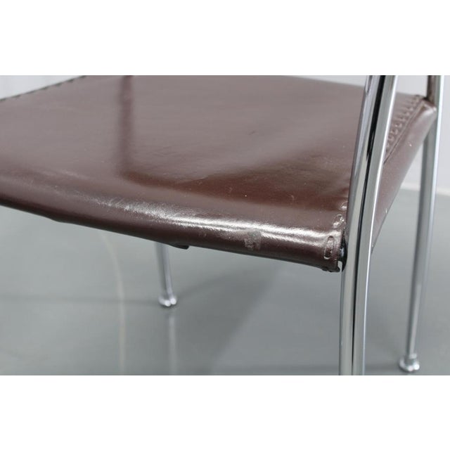 Mid-Century Modern Armchairs in Leather & Chrome from Arper, 1980s, Set of 6 For Sale - Image 10 of 18