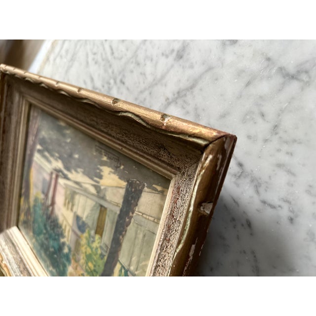 Glass Campana, a Street in Nice, 1920s, Watercolor & Glass & Wood & Paper, Framed For Sale - Image 7 of 15