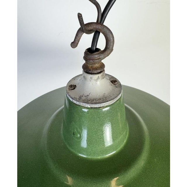 Green Industrial Green Enamel Factory Pendant Lamp, 1960s For Sale - Image 8 of 17