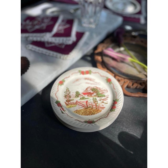 1940s Norwegian Figgjo Flint 5 7/8” Plates - Set of Seven (7) For Sale - Image 4 of 9