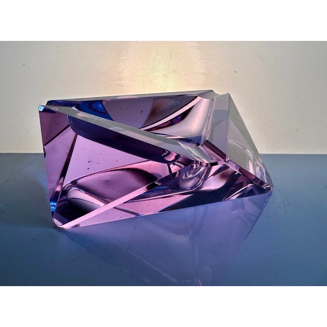 Pink Bohemian Alexandrite Crystal Glass Ashtray attributed to Václav Hanus, Czech Republic, 1960s For Sale - Image 8 of 16