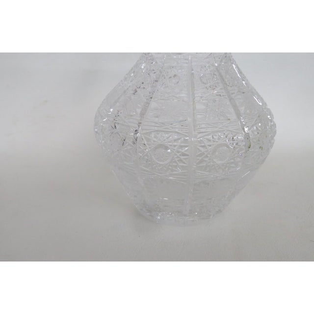Mid 20th Century Queen Lace Blown Cut Glass Lead Crystal Pitcher Round Bowl Shape Bohemia For Sale - Image 12 of 18