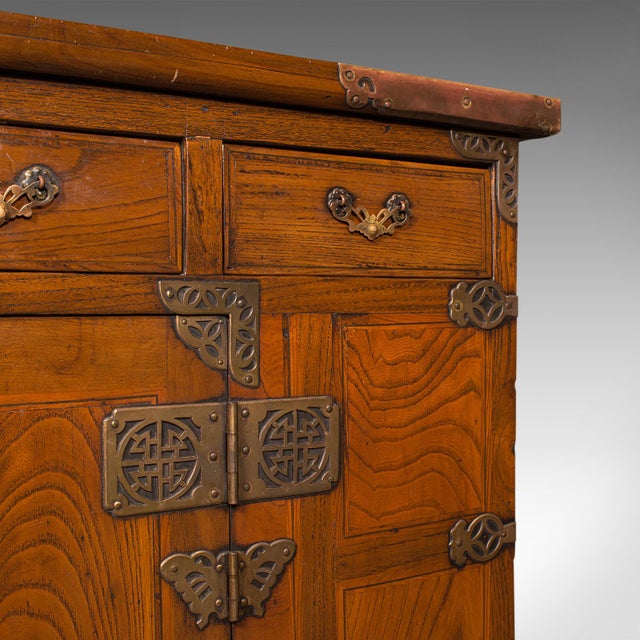 1880s Victorian Antique Raised Chest, Korean, Elm, Pear, Side Cabinet ...