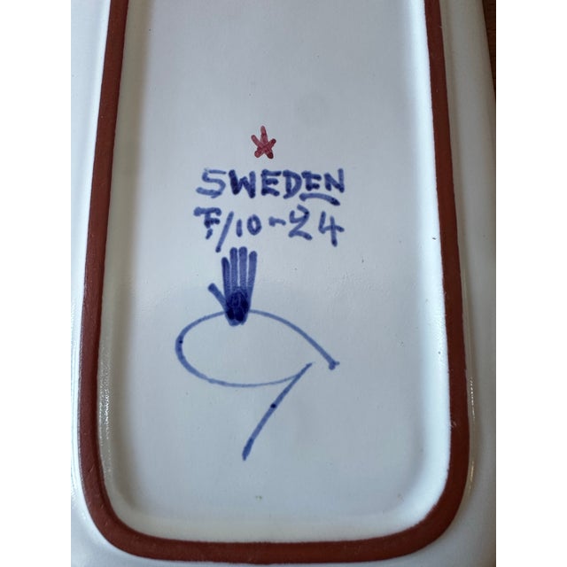 1950s Stig Lindberg for Gustavsberg Mid Century Faience Plate For Sale - Image 11 of 11