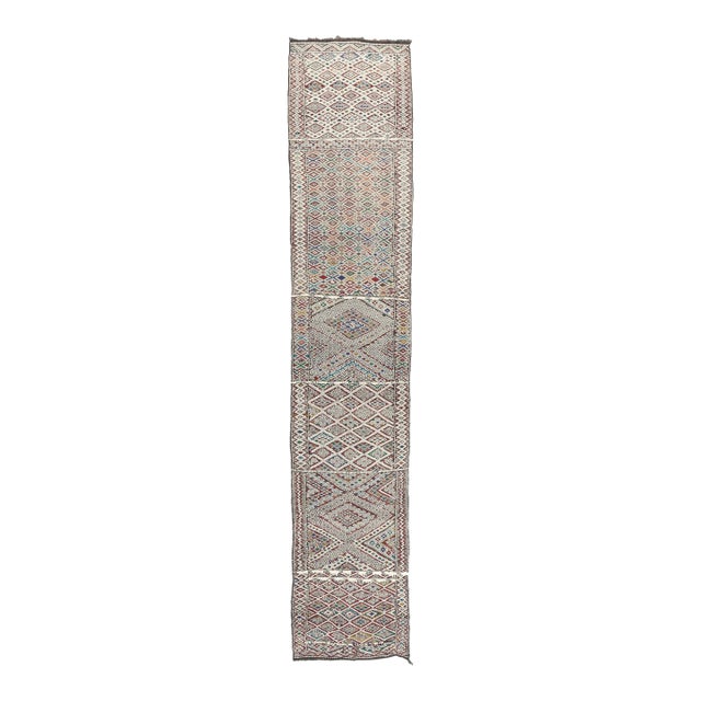 Vintage Zemmour Moroccan Kilim Rug, 03'11 X 20'03 For Sale
