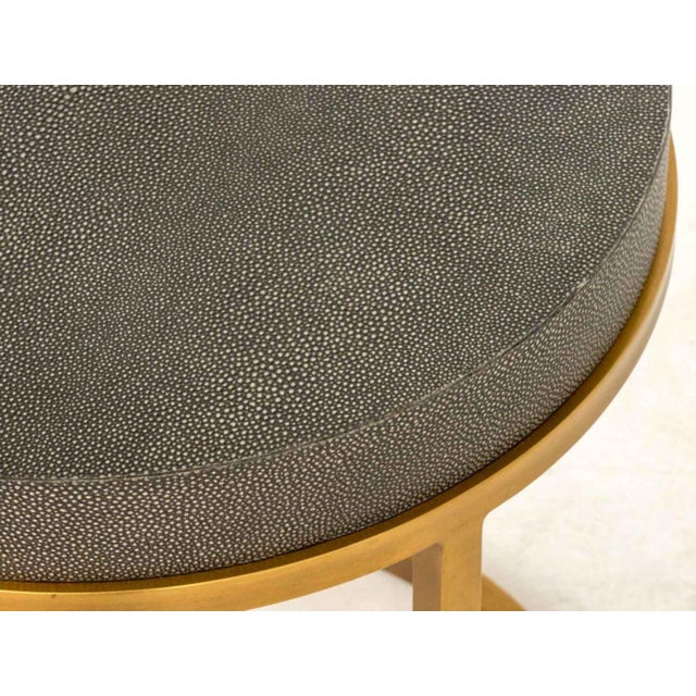 Metal Restoration Hardware Faux Shagreen Side Table For Sale - Image 7 of 8