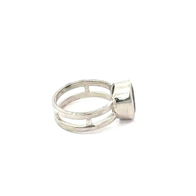 Modern Handcrafted 925 Sterling Silver Garnet Ring With 10x8mm Oval Stone in Bezel Setting - Size 6.5 For Sale - Image 3 of 12