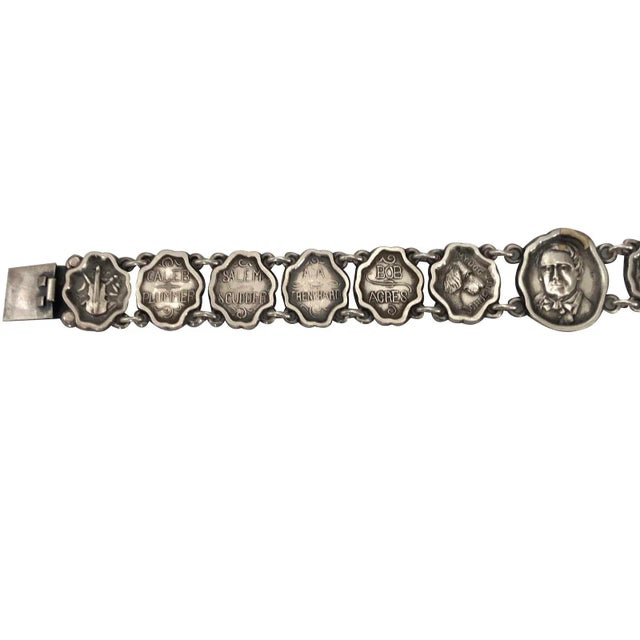 Victorian Victorian Sterling Silver Theatrical Literary Link Bracelet For Sale - Image 3 of 6