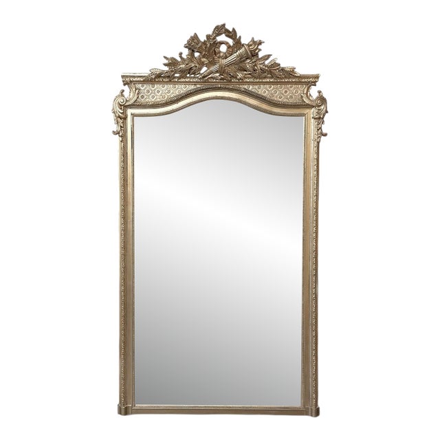 19th Century French Louis XVI Transitional Gilded Mirror For Sale