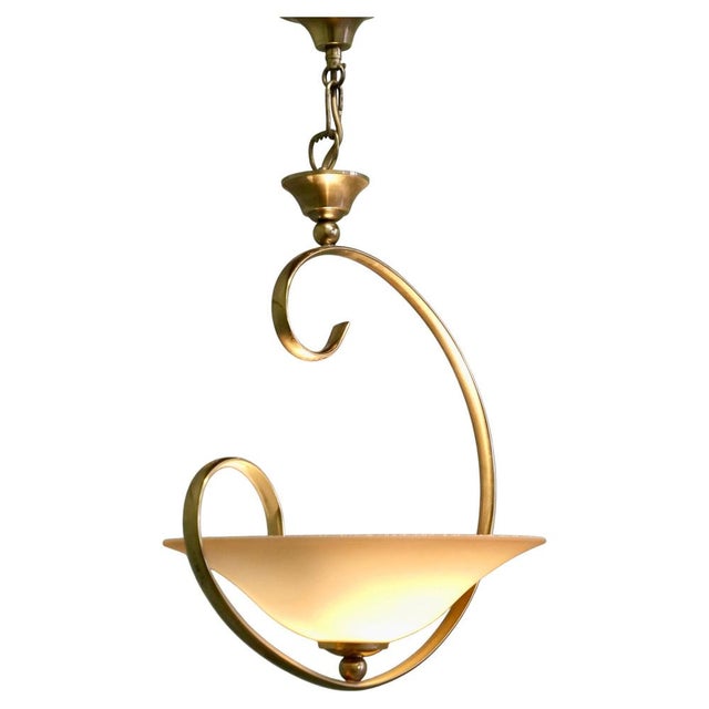 Modernist Asymmetrical Brass and Glass Ceiling Light, 1970 For Sale - Image 8 of 8