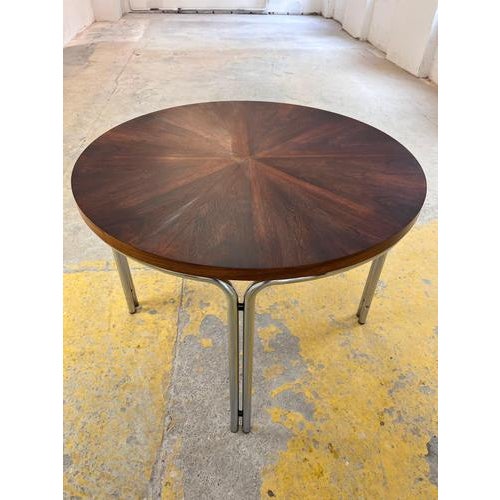 Round Dining Table in Rosewood and Chrome For Sale - Image 11 of 11