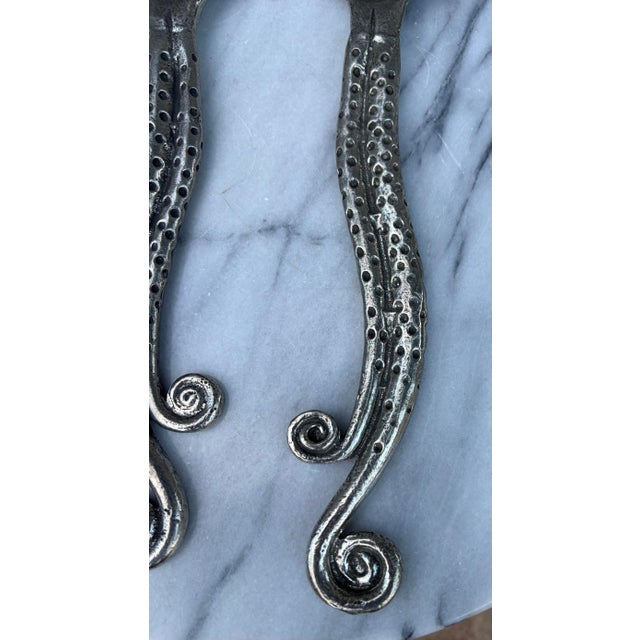 Mid-Century Modern Vintage Patrick Meyer Signed Pewter Tentacle Salad Servers - Pair For Sale - Image 3 of 10