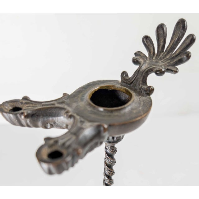 19th Century or Earlier Italian Grand Tour Roman Paduan Revival Bronze Oil Lamp For Sale - Image 9 of 18