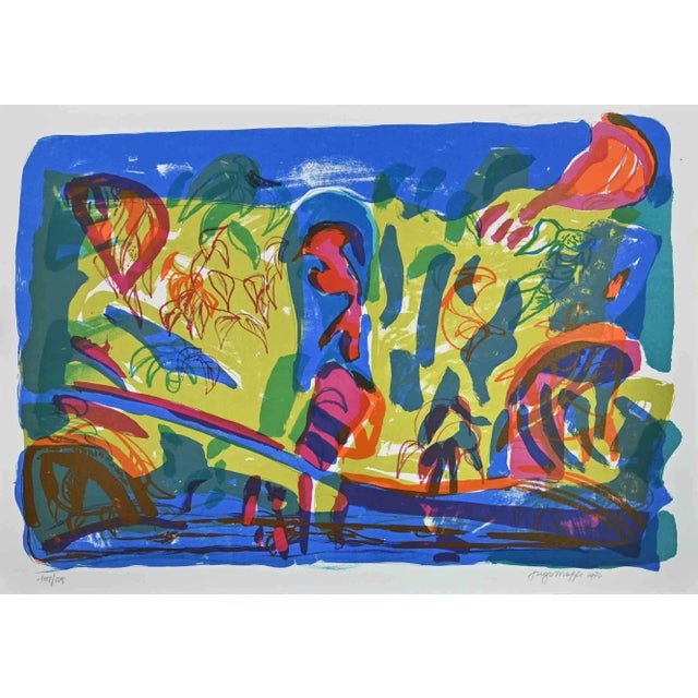 Ugo Maffi, Cespuglio all’Adda, Original Lithograph, 1974 For Sale