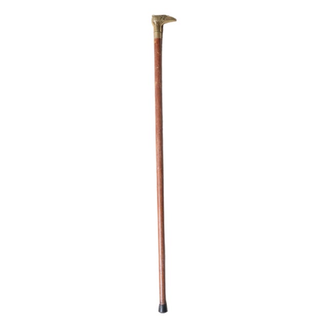 19th Century French Oak Cane With Carved Bird Head Handle For Sale