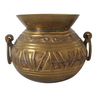 Vintage Brass Pot W/ Handles For Sale