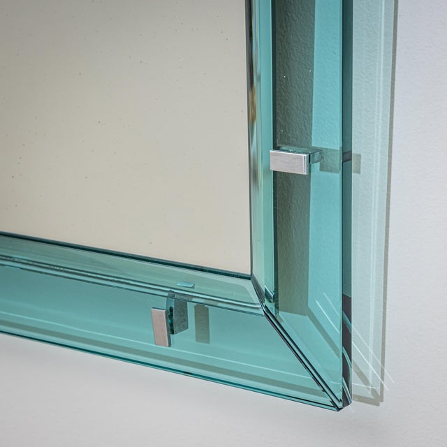 Light Blue Wall Mirror by Max Ingrand for Fontana Arte, Italy, 1950s For Sale - Image 9 of 10