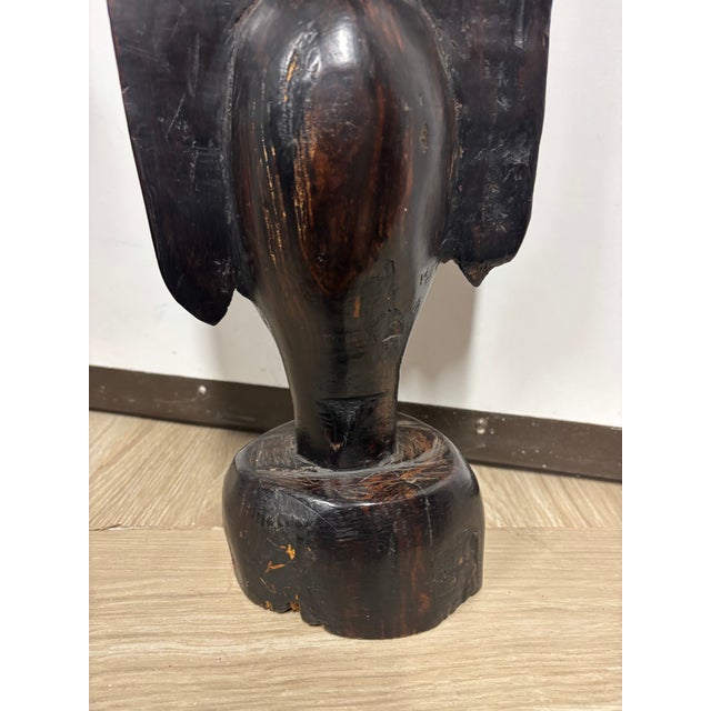 Mid 20th Century Carved African Female Bust | Ebony Hardwood Sculpture | 26” Tall Modernist Figurative Art For Sale - Image 4 of 14