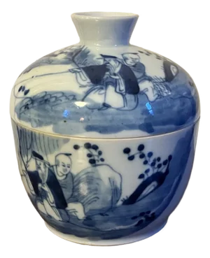 Antique 19th Century Chinese Blue & White Porcelain Jar and Cover