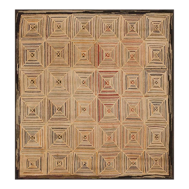 Late 19th Century American Hooked Rug For Sale