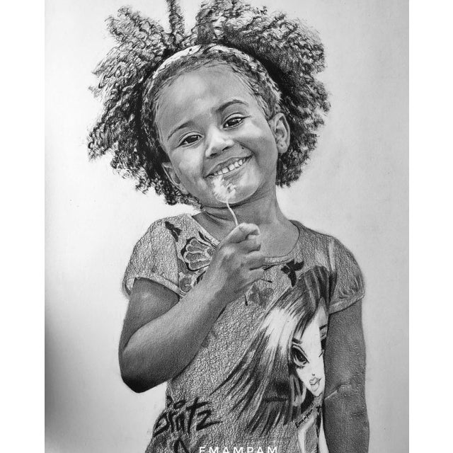 Emmanuel Akolo, Innocence, Graphite And Charcoal On Paper, 2018 Oil on canvas 14 × 19 × 1 in Unique work Includes a...