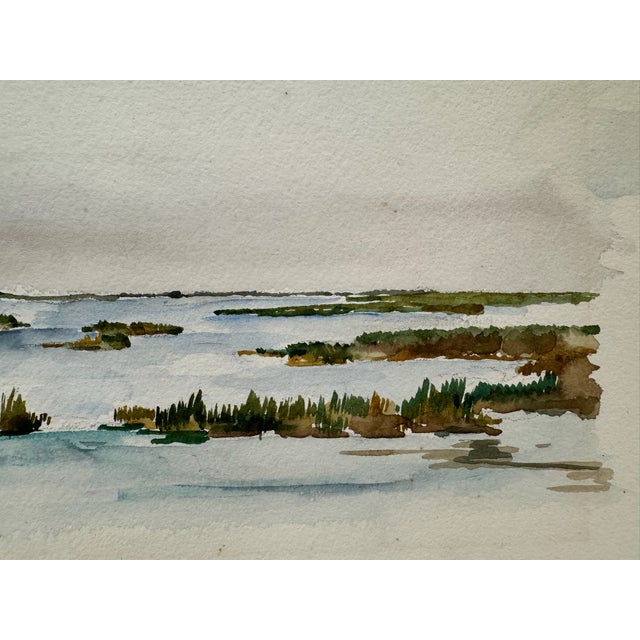 Rustic Henry Emil Salloch Original Watercolor on Paper Winter Marsh Lanscape, 1948. For Sale - Image 3 of 8