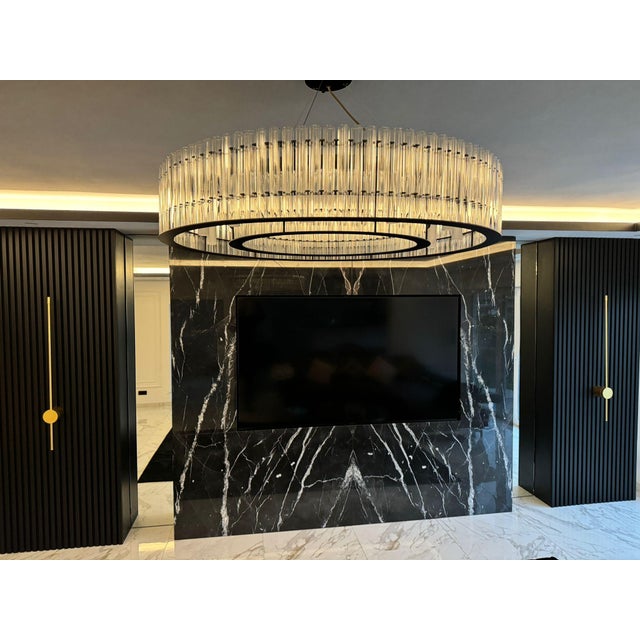 Modern Contemporary Glass Rod Chandelier Black Modern Ceiling Light Chandelier For Sale - Image 10 of 14