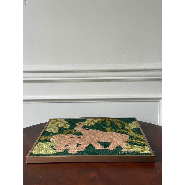 Framed Elephant Needlepoint For Sale - Image 4 of 9