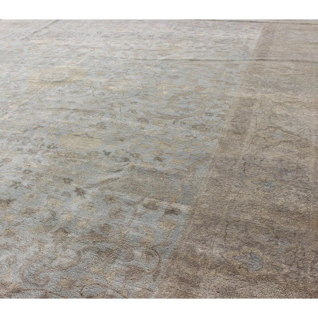 Large Floral Tabriz With Floral Design in Lt. Blue by Keivan Woven Arts For Sale In Atlanta - Image 6 of 11