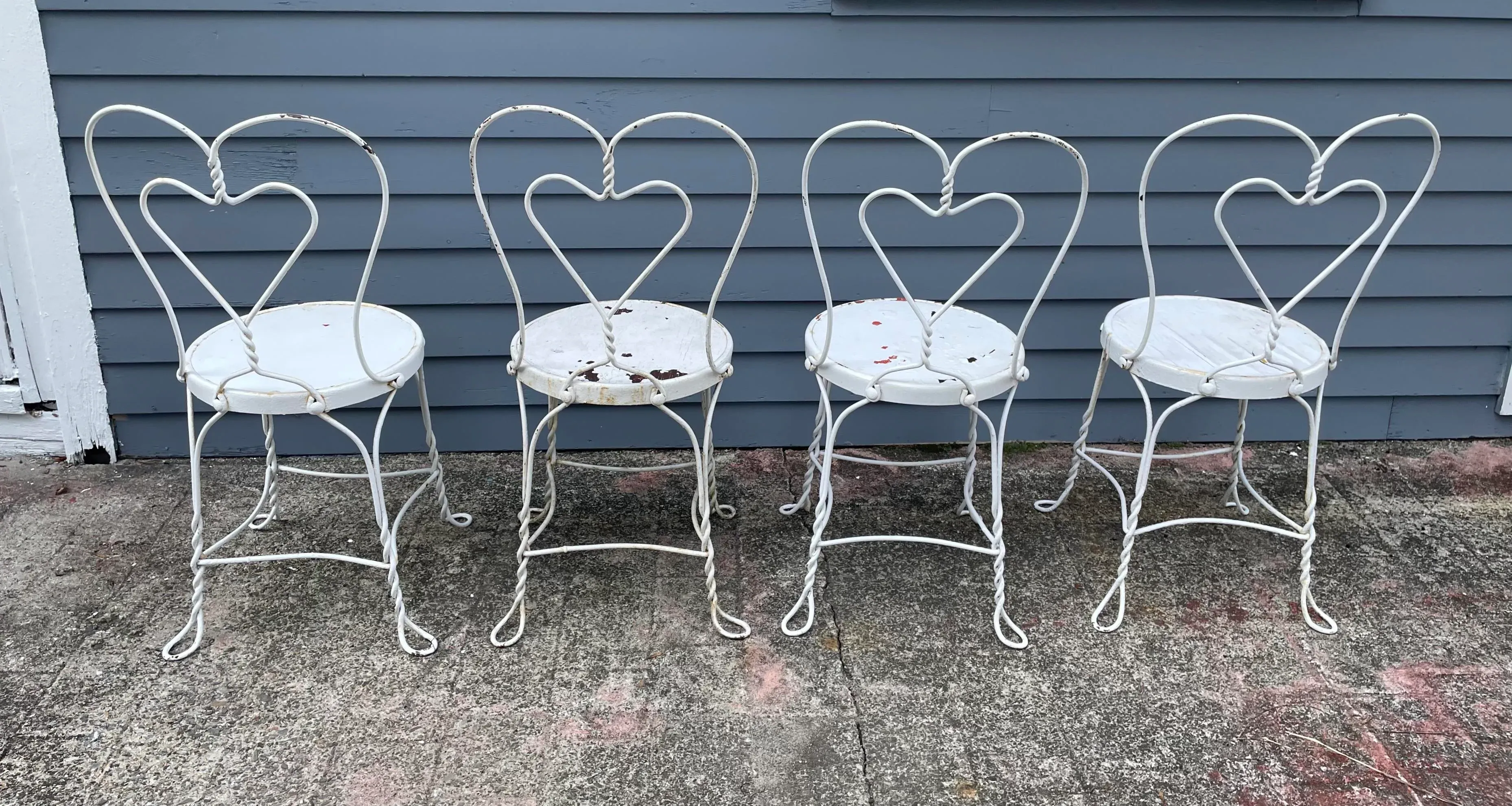 1920-1940年アイスクリームパーラーミニチュアチェアー OT0046 Vintage Twisted Iron 1950's Ice Cream Parlor Chairs a Set of 4