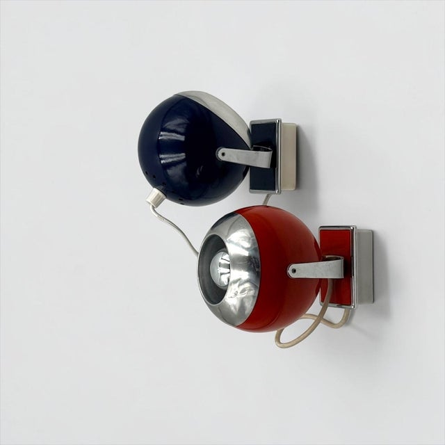 Space Age Red and Blue Eyeball Wall Lamps, 1970s, Set of 2 For Sale - Image 6 of 15