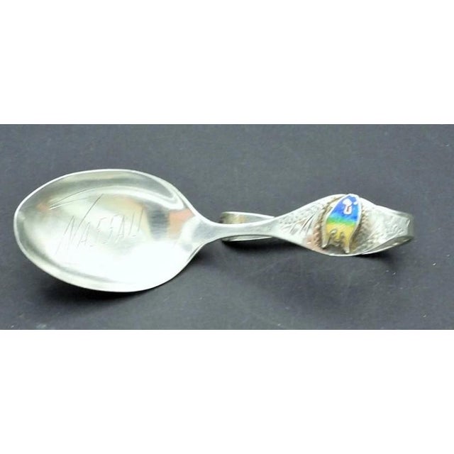 1930s 1930s Sterling Silver Nassau Bahamas Enameled Dipping Jam or Baby Spoon 1930s English Bm & Co For Sale - Image 5 of 6