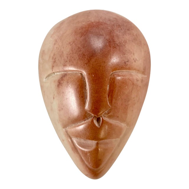 Late 20th Century Hand Carved Soapstone Face Box From Kenya For Sale