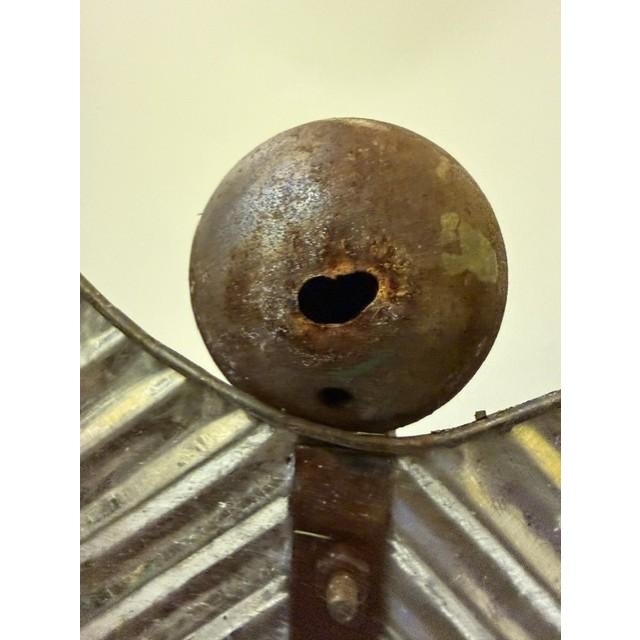 Folk Art Large 21" Brutalist Folk Art Angel Candle Holder Lantern - Hand-Hammered Steel Drum For Sale - Image 3 of 15