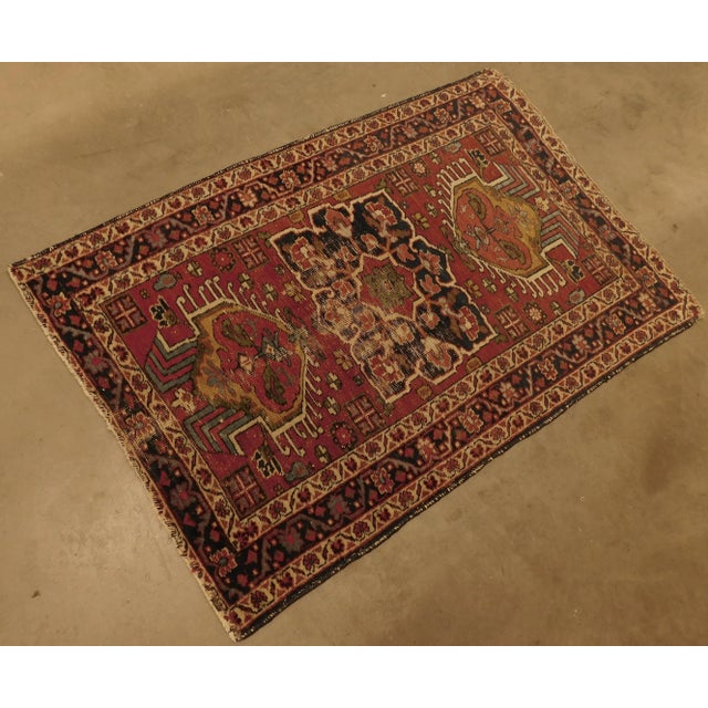 1930s Antique Hand Knotted Persian Karaja Accent Rug 2'10"x 4'4" For Sale In Los Angeles - Image 6 of 13